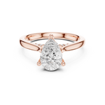 Gold Ring DDLR-163, Pear center stone, Rose Gold, view 4
