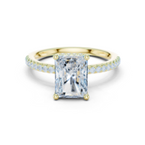 Gold Ring DDLR-177, Radiant center stone, Yellow Gold