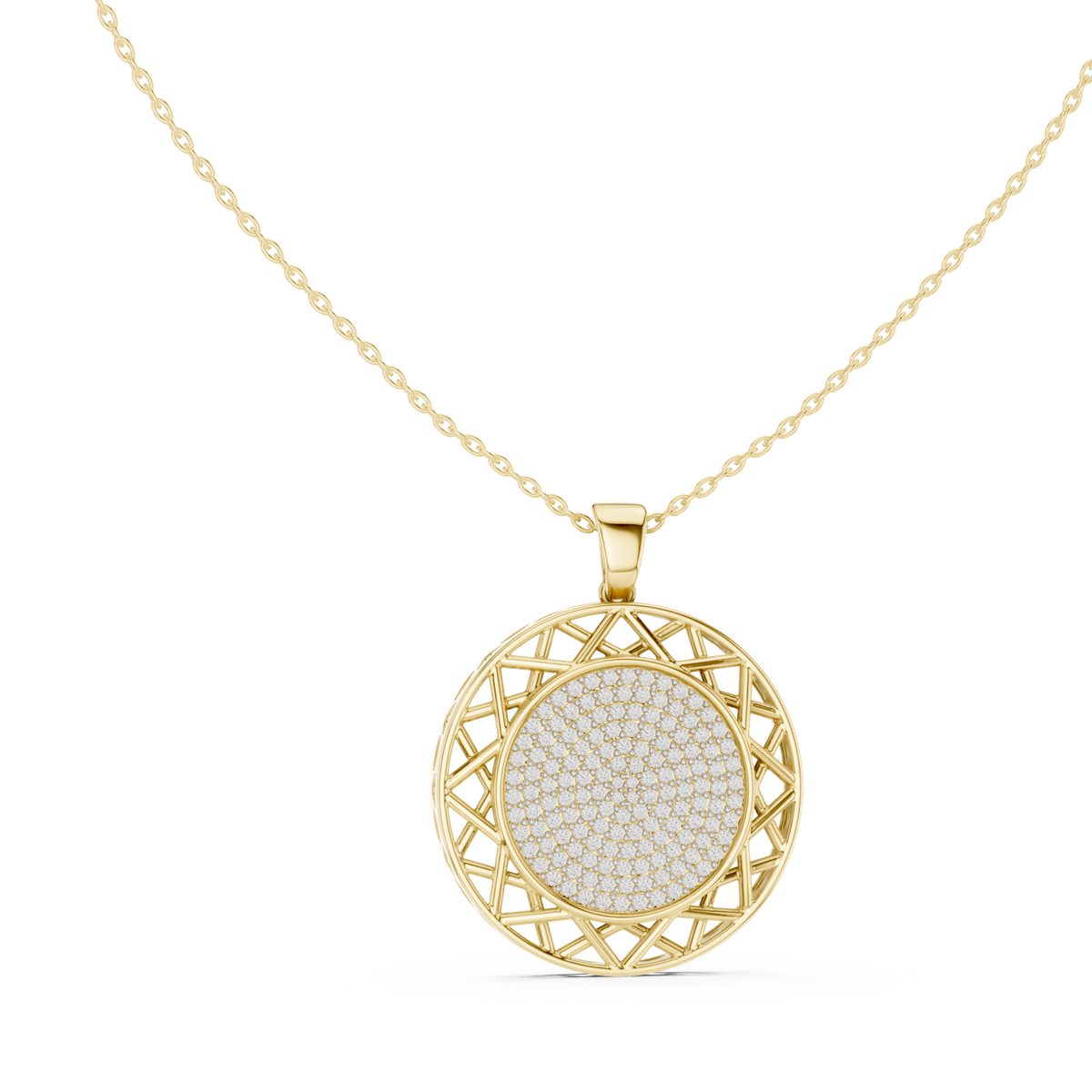 14K Solid Gold Lab Diamond Pendant Necklace, Yellow Gold, view 1