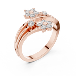 14K Solid Gold Lab Diamond Flower Cluster Ring, Rose Gold, view 2