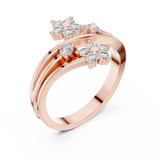 14K Solid Gold Lab Diamond Flower Cluster Ring, Rose Gold, view 2