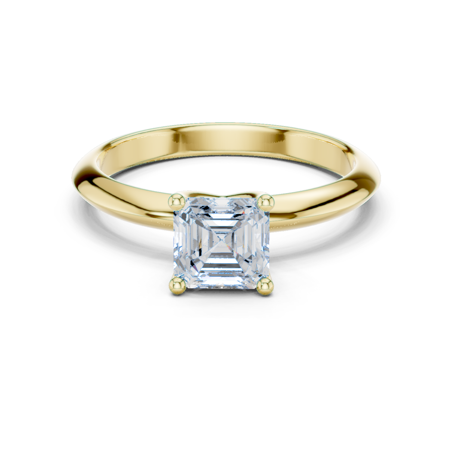Gold Jewelry L36-6, Asscher center stone, Yellow Gold