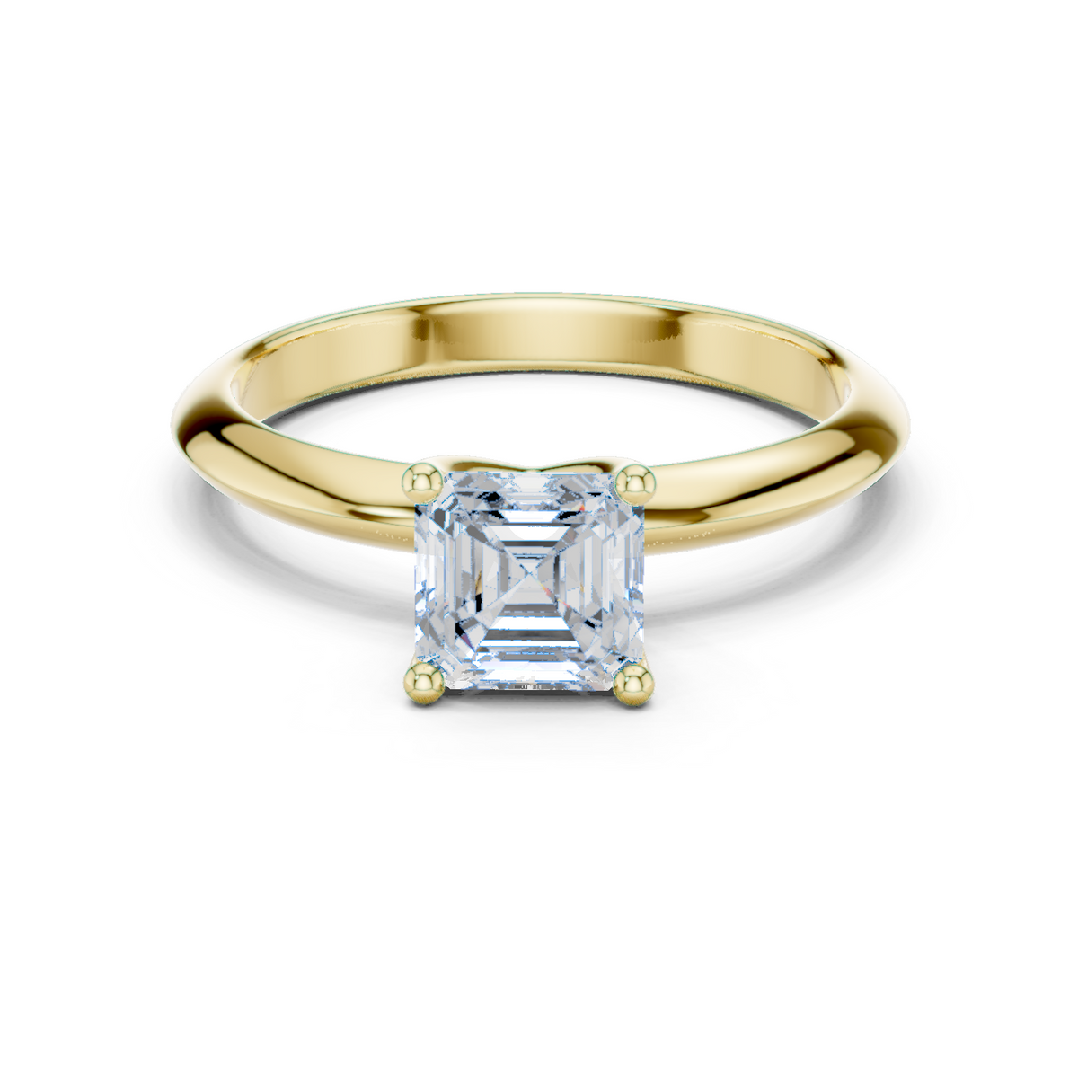 Gold Jewelry L36-6, Asscher center stone, Yellow Gold