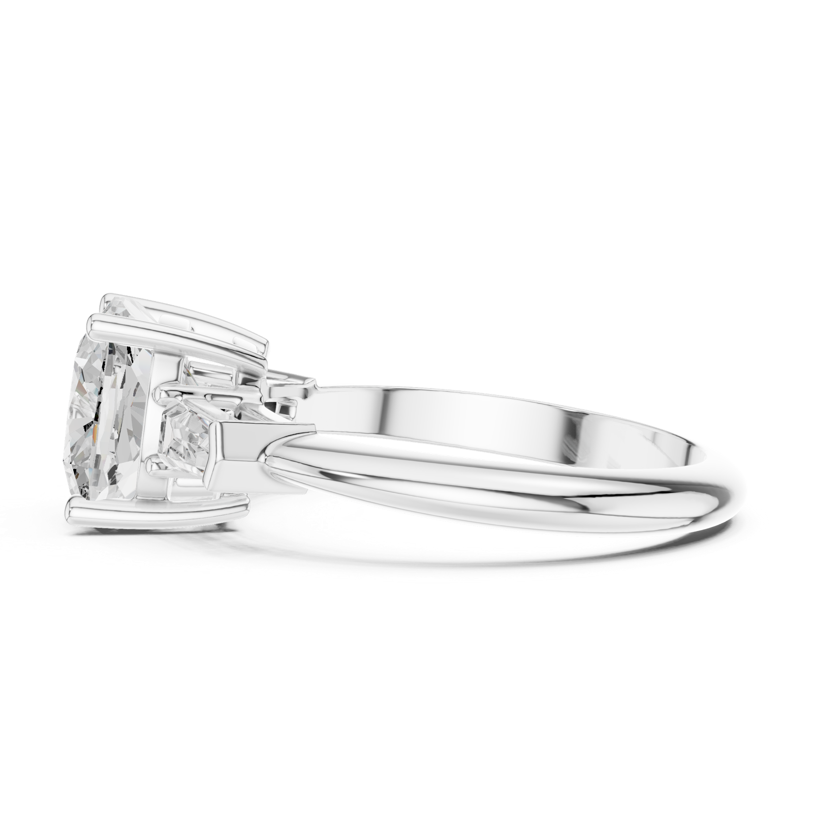 Gold Jewelry, Cushion center stone, White Gold, view 3