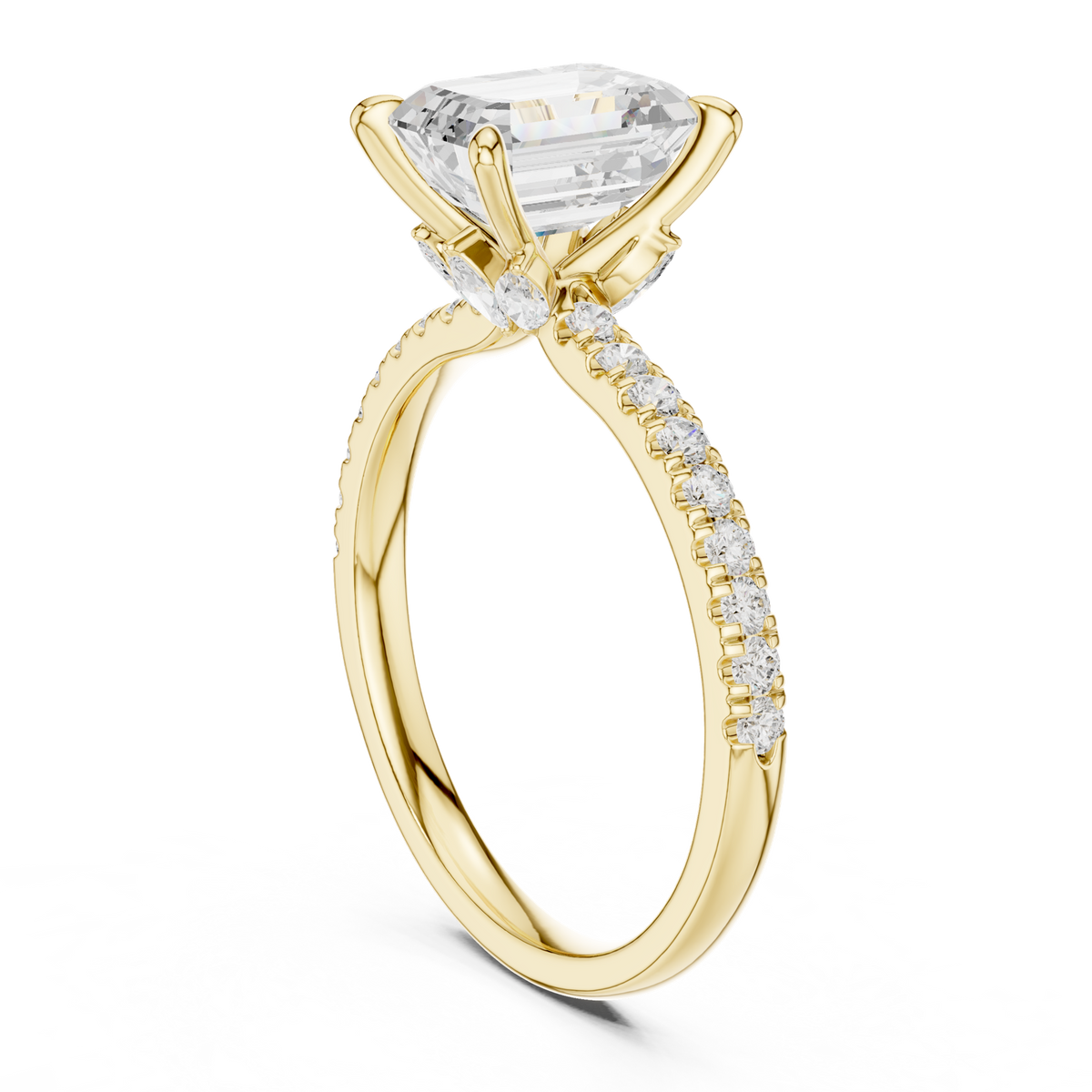 14K Solid Gold Lab Diamond Solitaire Ring, Yellow Gold, view 1