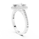 Gold Ring DDLR-349, Radiant center stone, White Gold, view 1