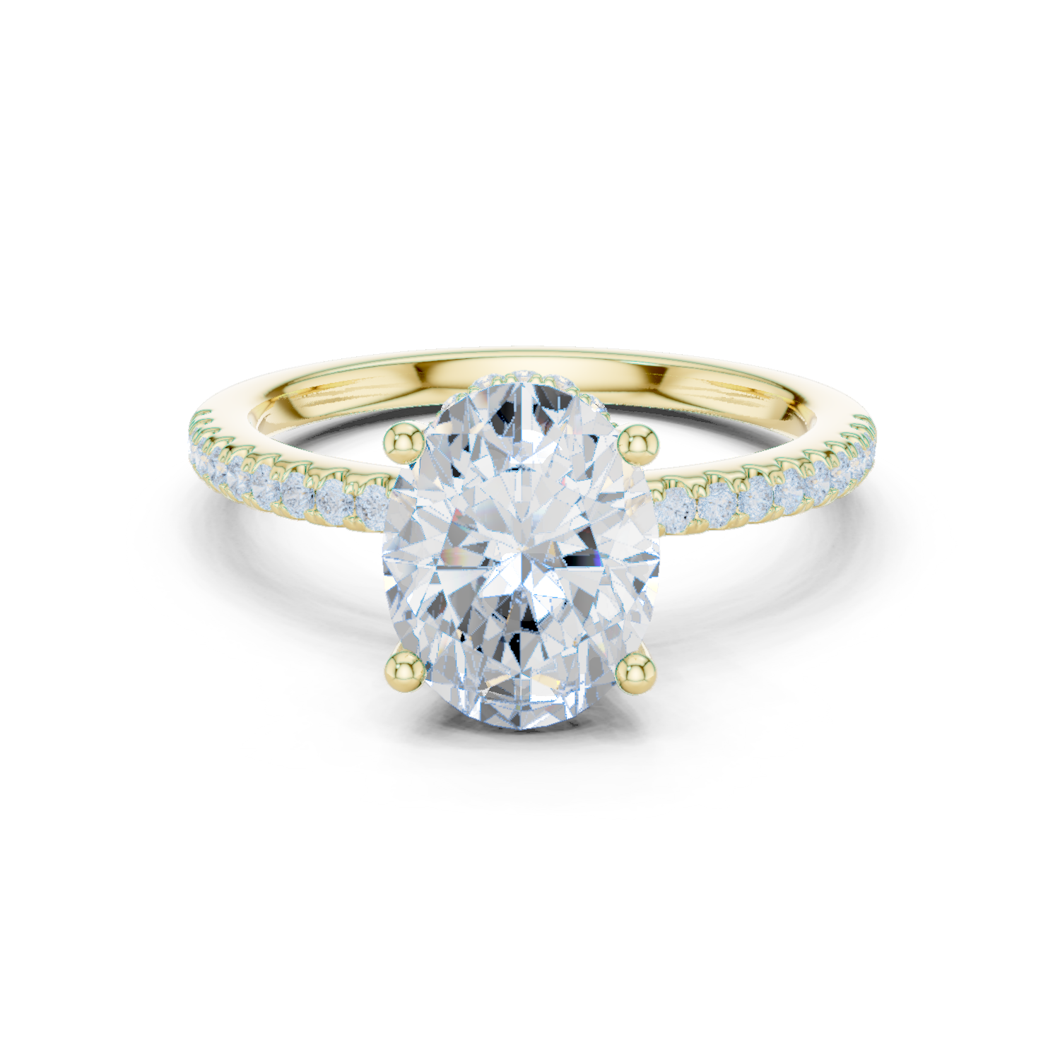 Gold Ring DDLR-177, Oval center stone, Yellow Gold