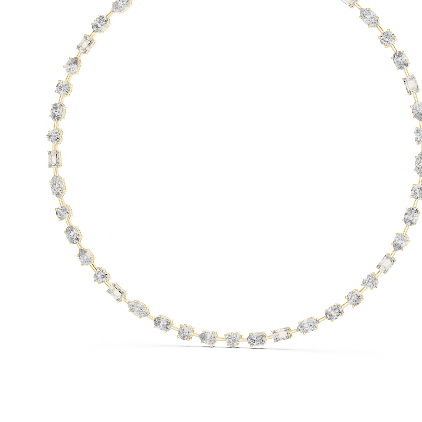 14K Solid Gold Lab Diamond Tennis Necklace, Yellow Gold, view 2