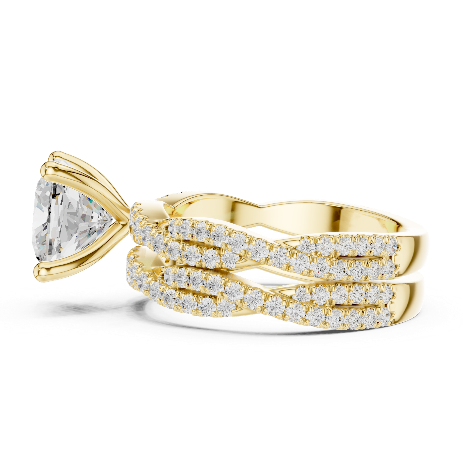 Gold Ring, Cushion center stone, Yellow Gold, view 3