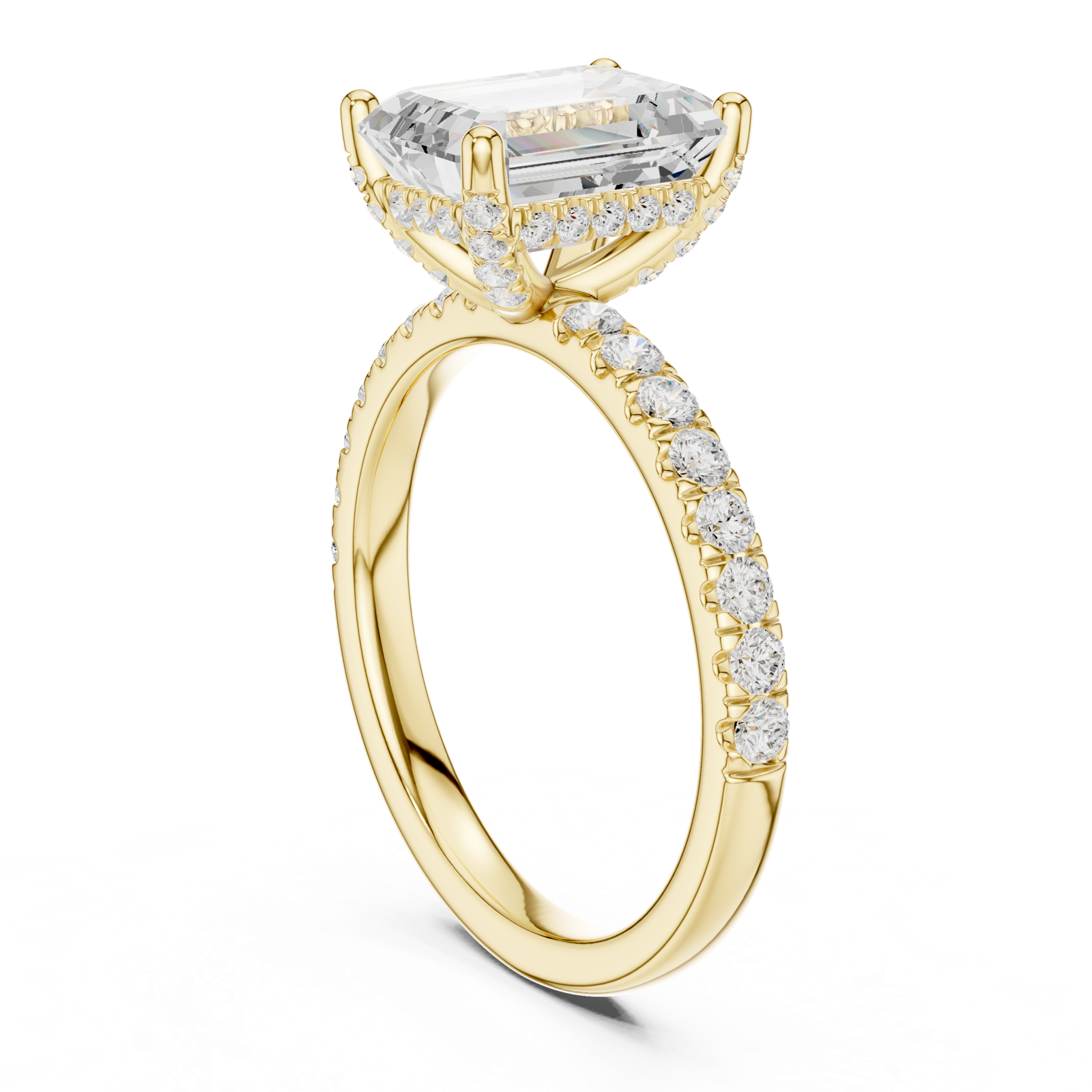 Gold Ring, Emerald center stone, Yellow Gold, view 1