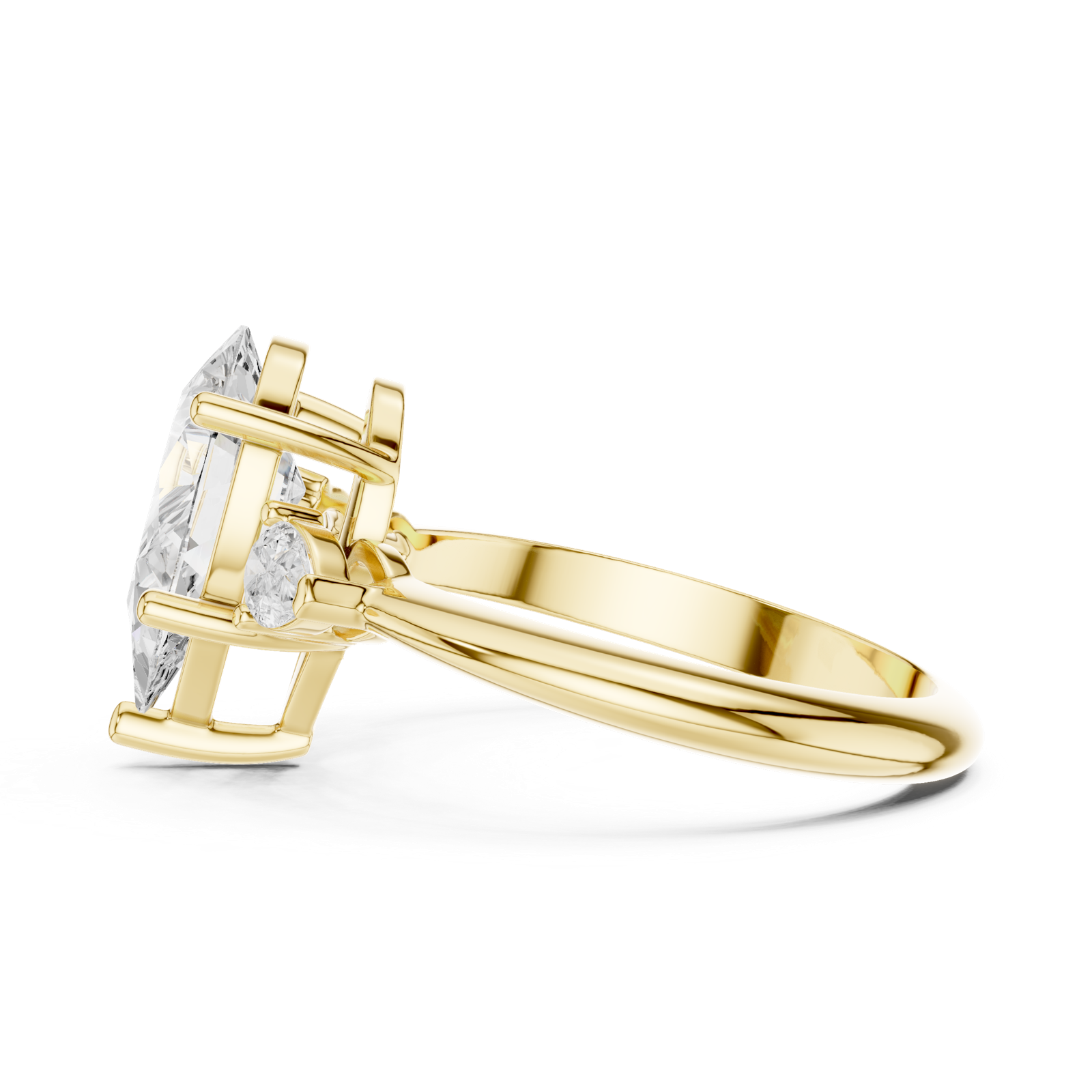 Gold Jewelry L35-66, Pear center stone, Yellow Gold, view 3