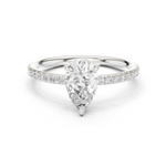 Gold Jewelry L36-15, Pear center stone, White Gold