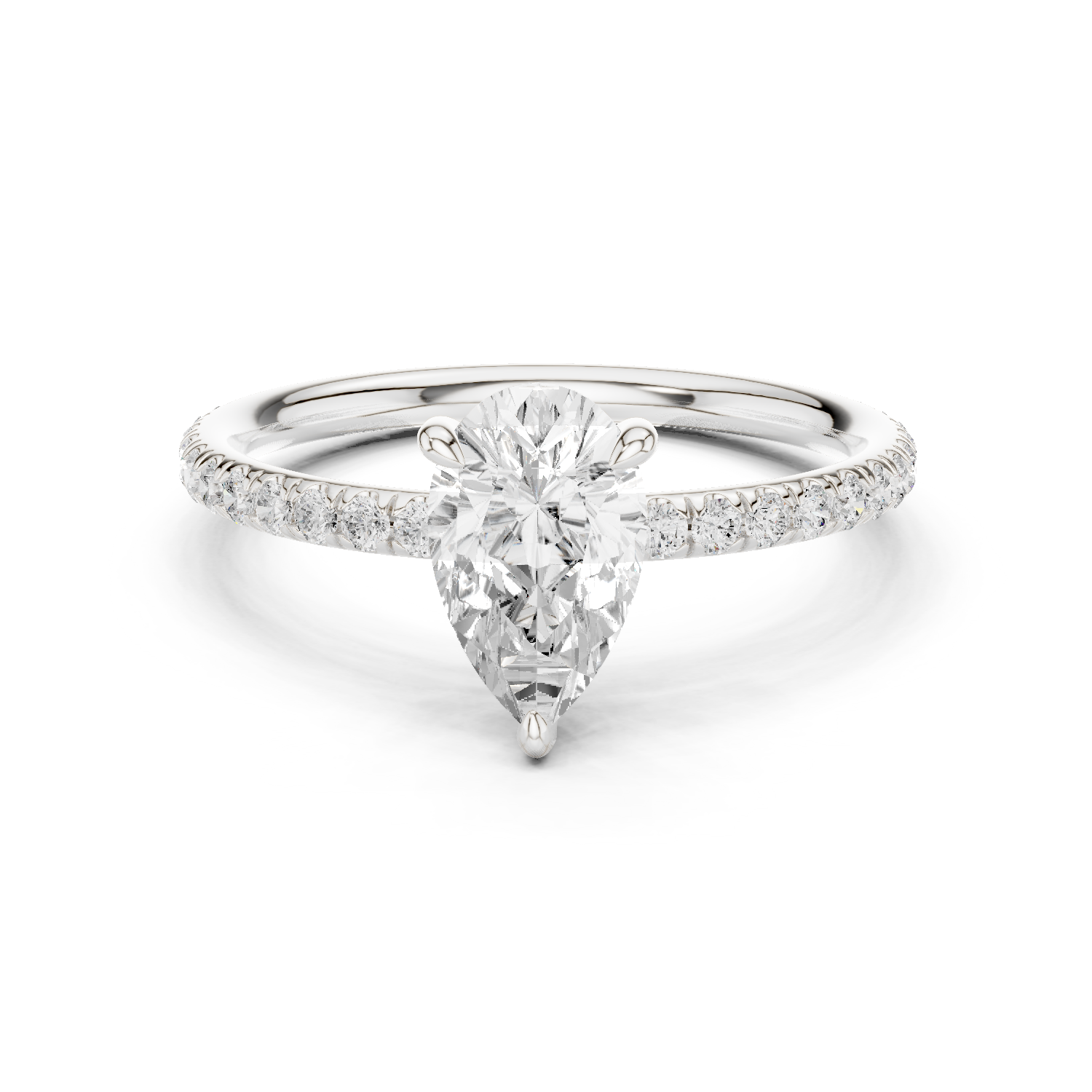 Gold Jewelry L36-15, Pear center stone, White Gold