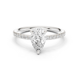 Gold Jewelry L36-15, Pear center stone, White Gold