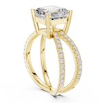 Gold Jewelry, Asscher center stone, Yellow Gold, view 1