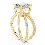 Gold Jewelry, Asscher center stone, Yellow Gold, view 1