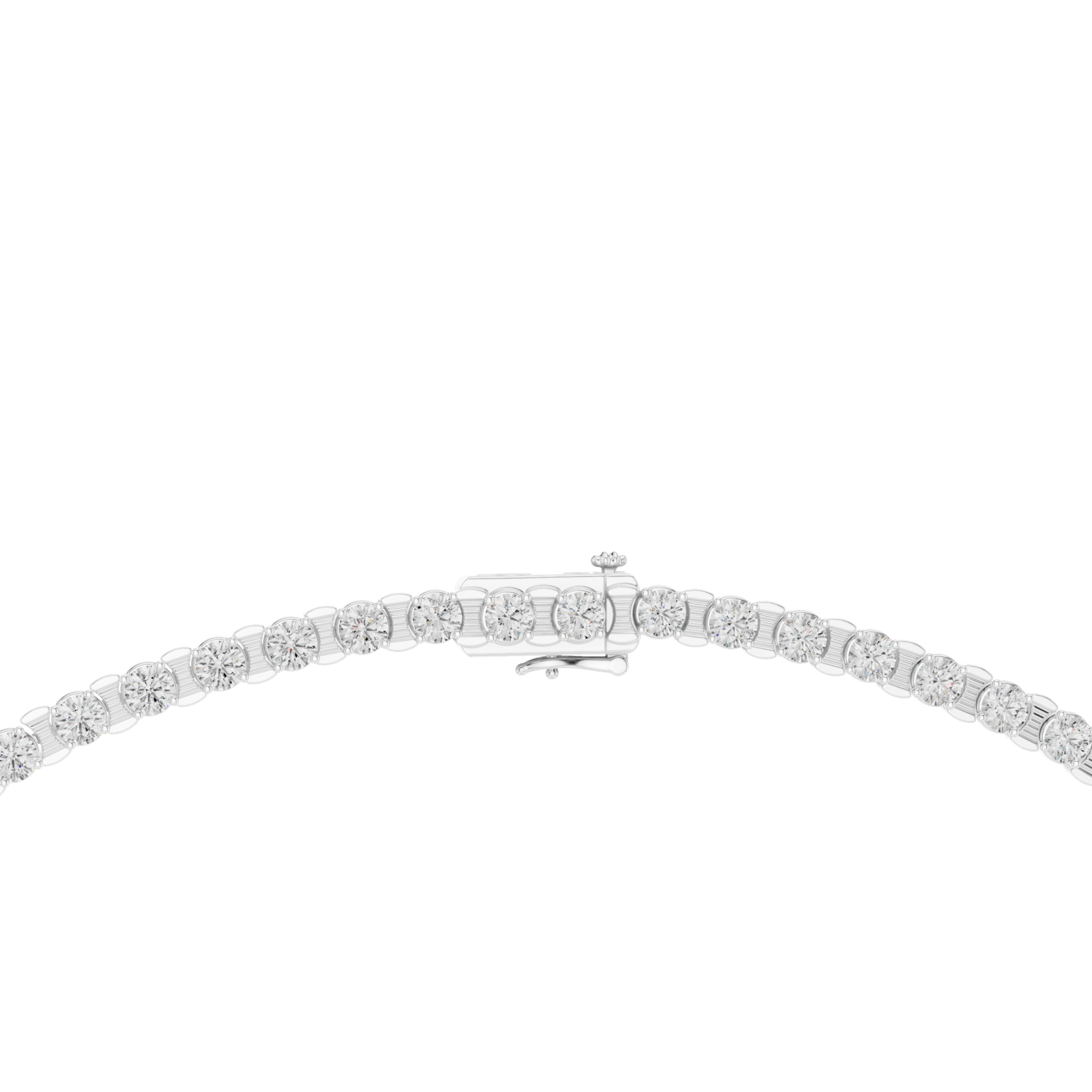 14K Solid Gold Lab Diamond Tennis Necklace, White Gold, view 4
