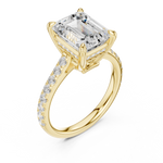 Gold Ring, Emerald center stone, Yellow Gold, view 2