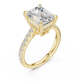 Gold Ring, Emerald center stone, Yellow Gold, view 2