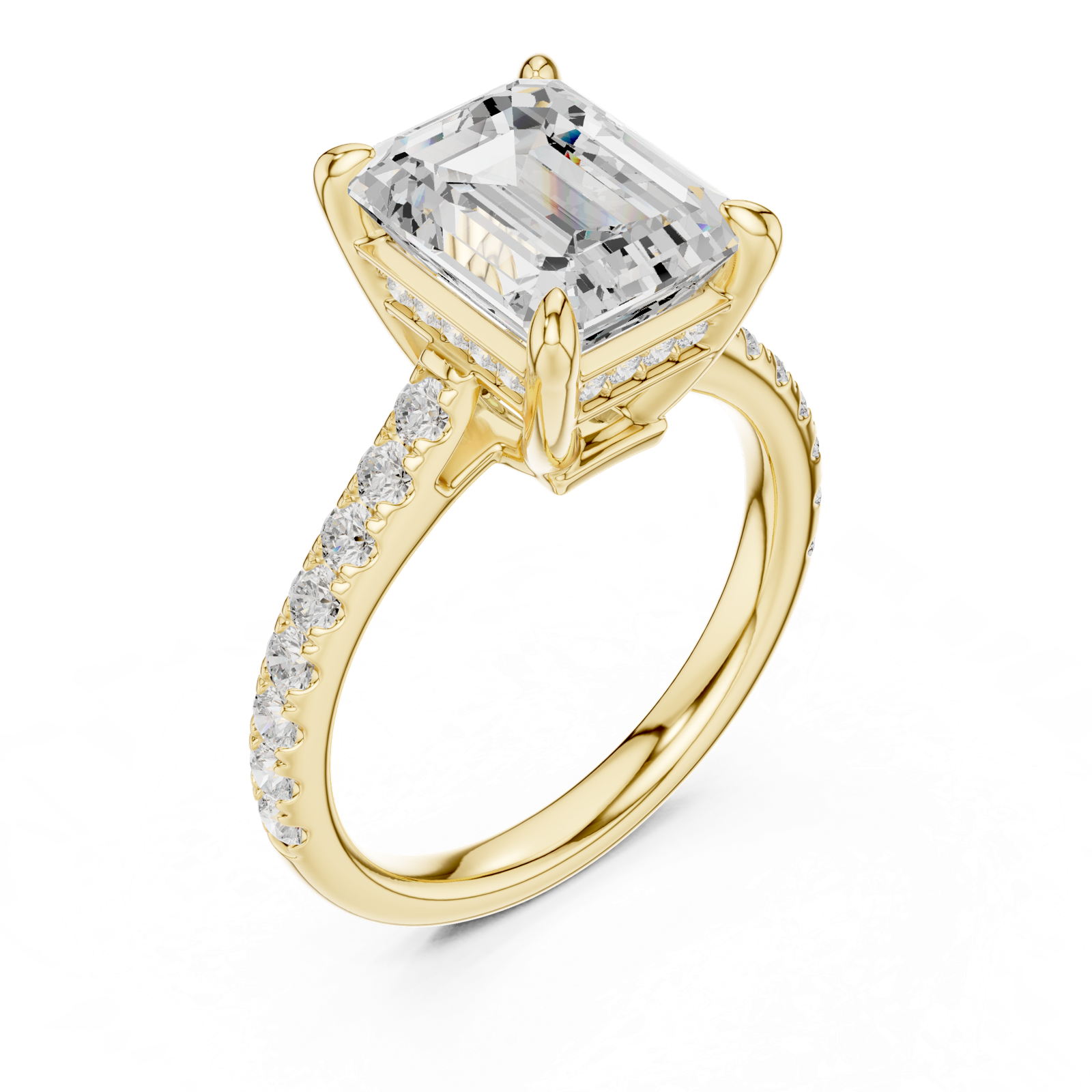 Gold Ring, Emerald center stone, Yellow Gold, view 2