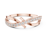 14K Solid Gold Lab Diamond Crossover Ring, Rose Gold