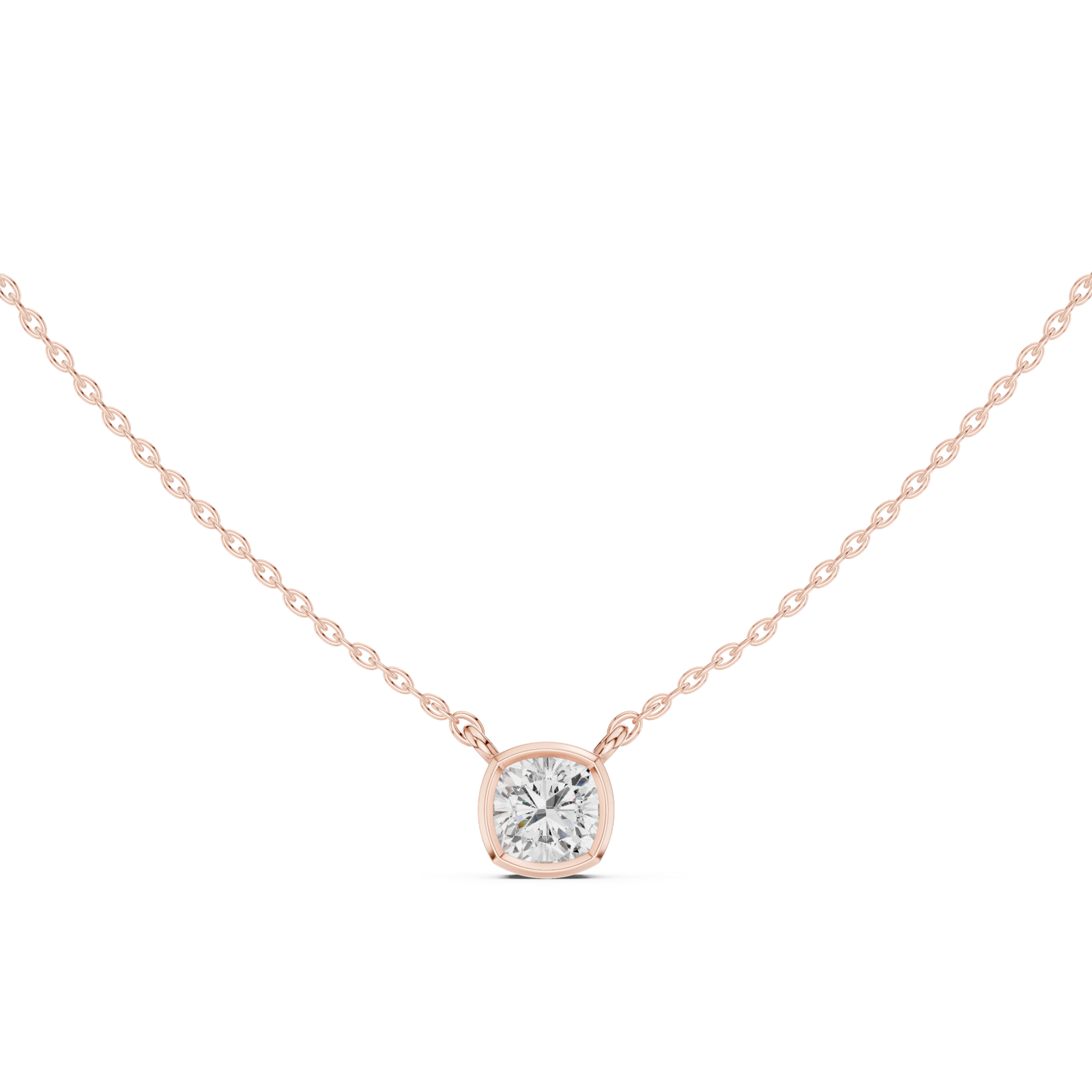 Gold Jewelry, Cushion center stone, Rose Gold, view 4
