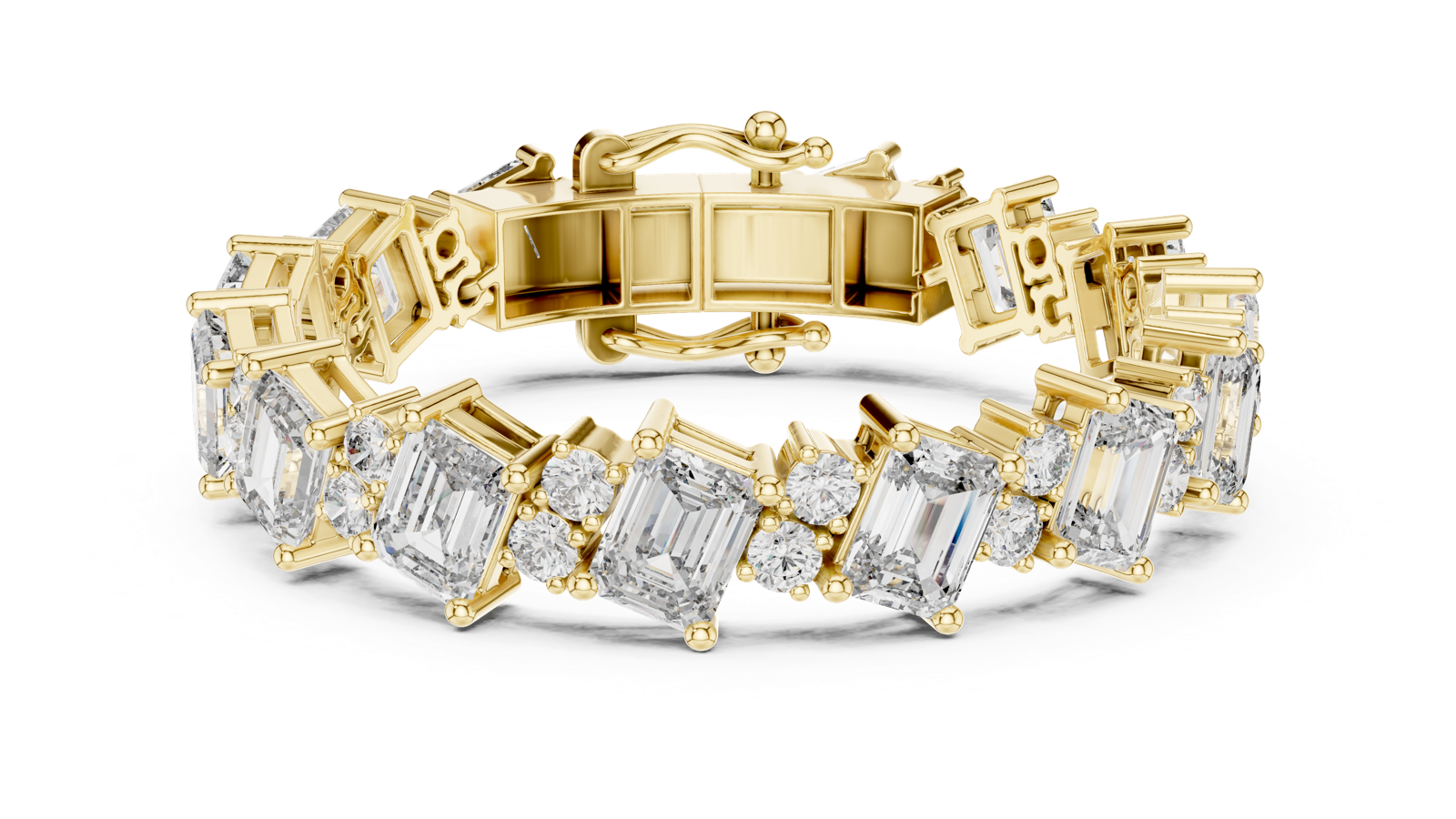 14K Solid Gold Lab Diamond Bracelet, Yellow Gold, view 4