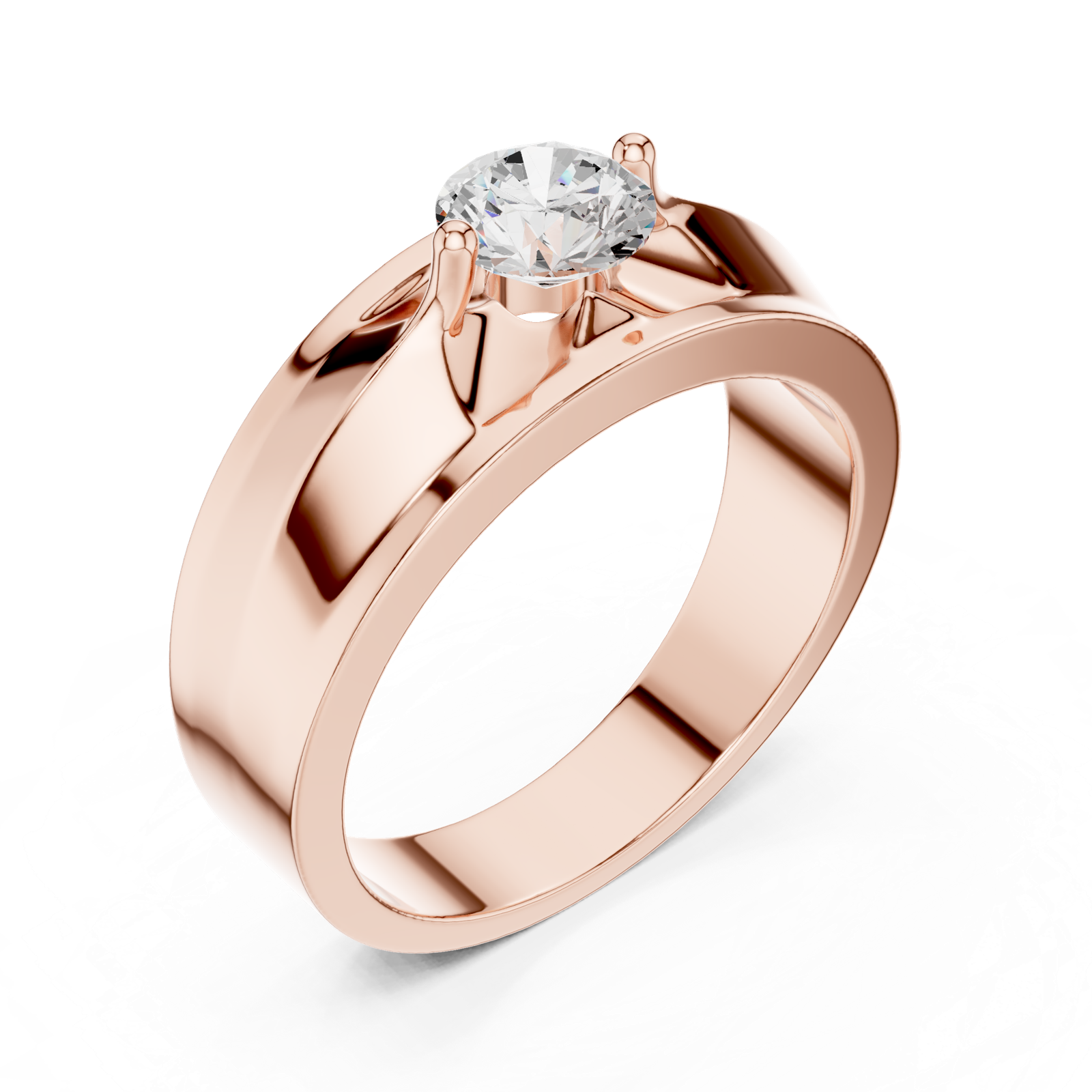 14K Solid Gold Lab Diamond Solitaire Ring, Rose Gold, view 2