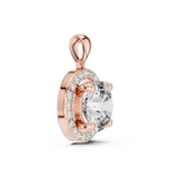 14K Solid Gold Lab Diamond Solitaire Pendant Necklace, Rose Gold, view 3