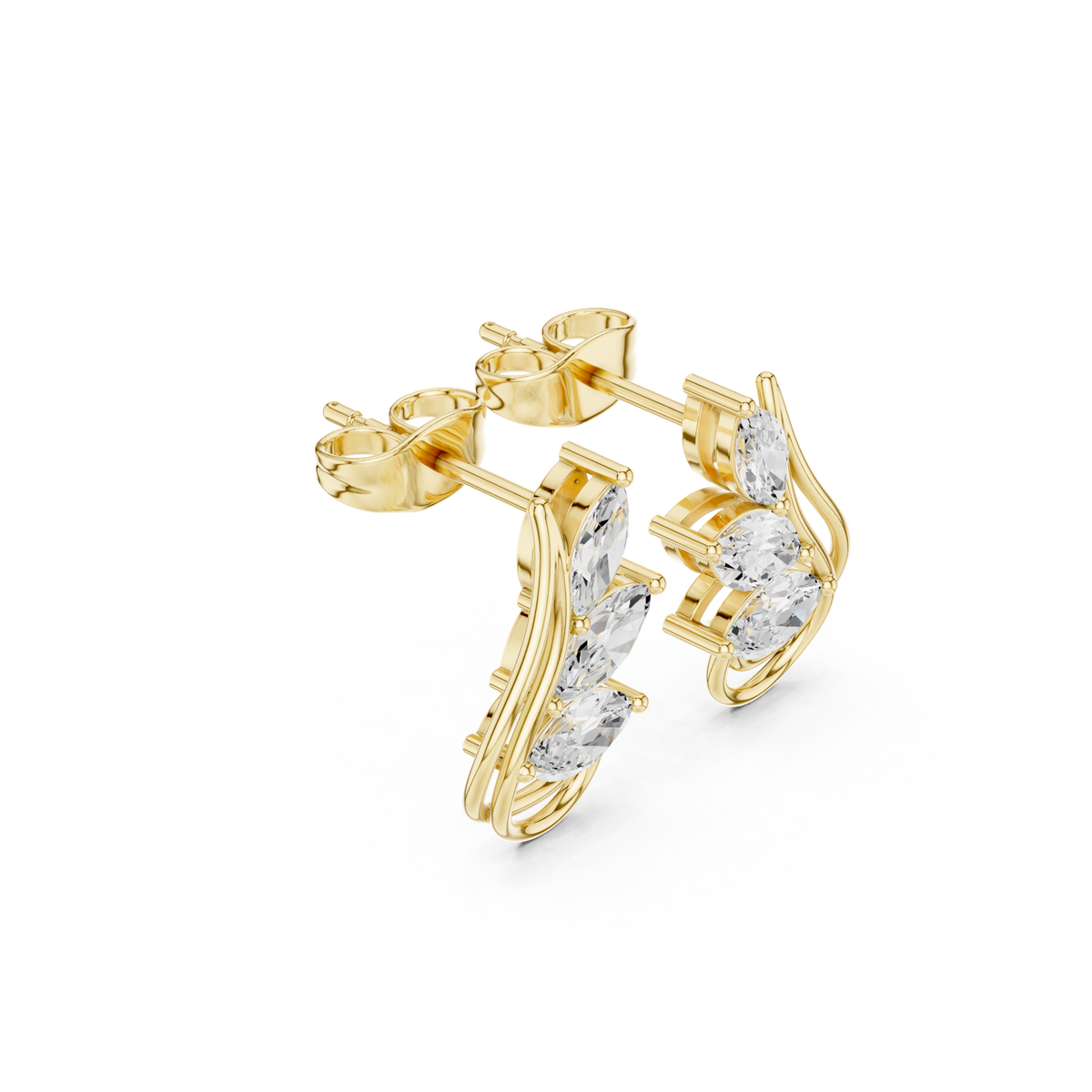 Gold Earrings Avber-97, Yellow Gold, view 1
