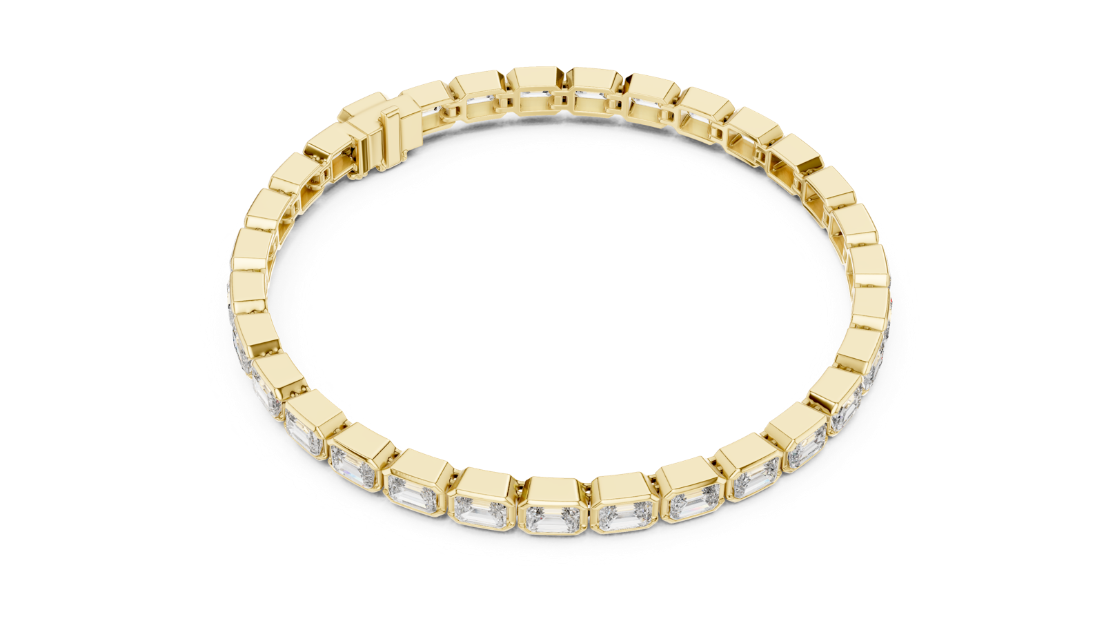 14K Solid Gold Lab Diamond Bracelet, Yellow Gold, view 2