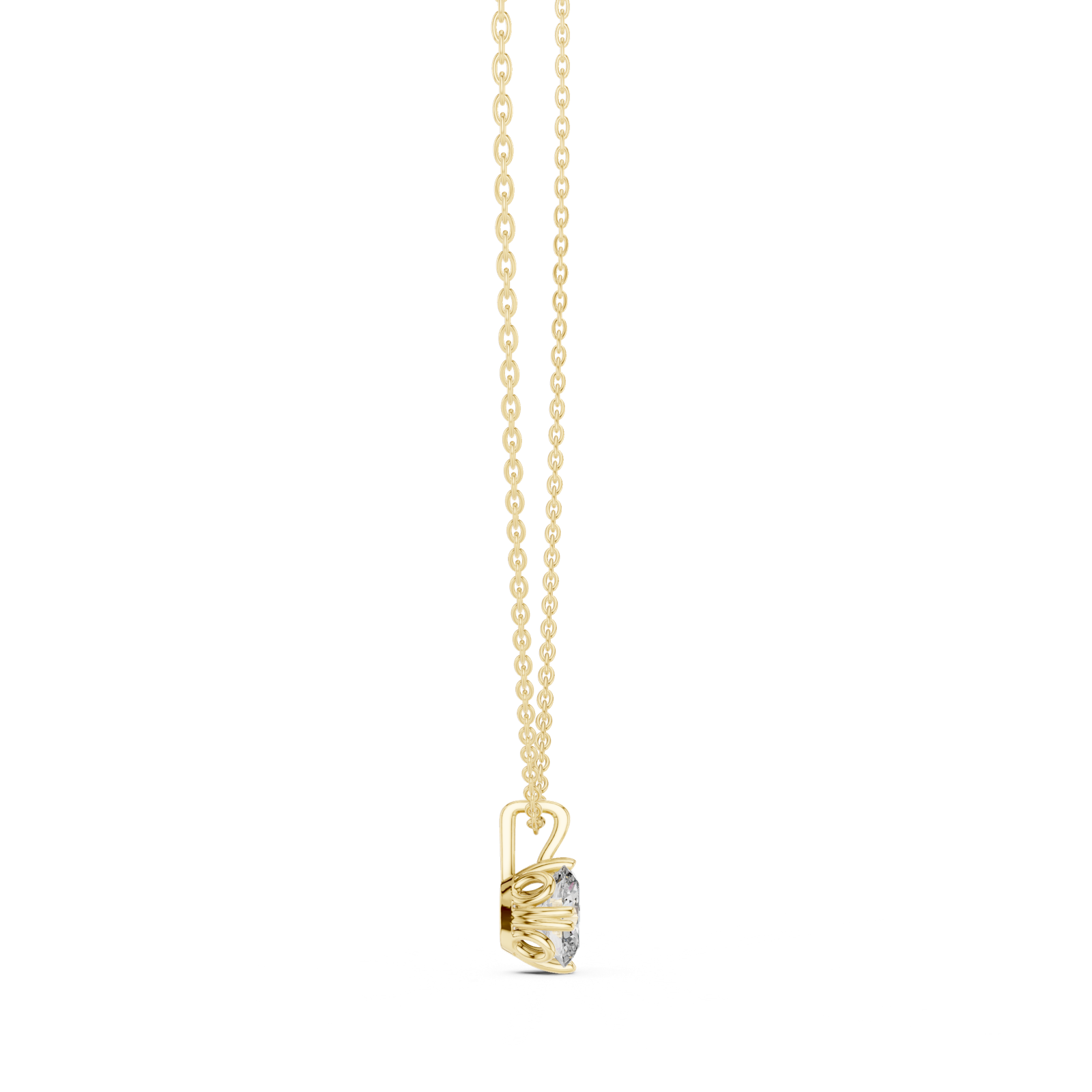 14K Solid Gold Lab Diamond Solitaire Pendant Necklace, Yellow Gold, view 3
