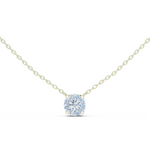 14K Solid Gold Lab Diamond Solitaire Pendant Necklace, Yellow Gold