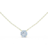 14K Solid Gold Lab Diamond Solitaire Pendant Necklace, Yellow Gold