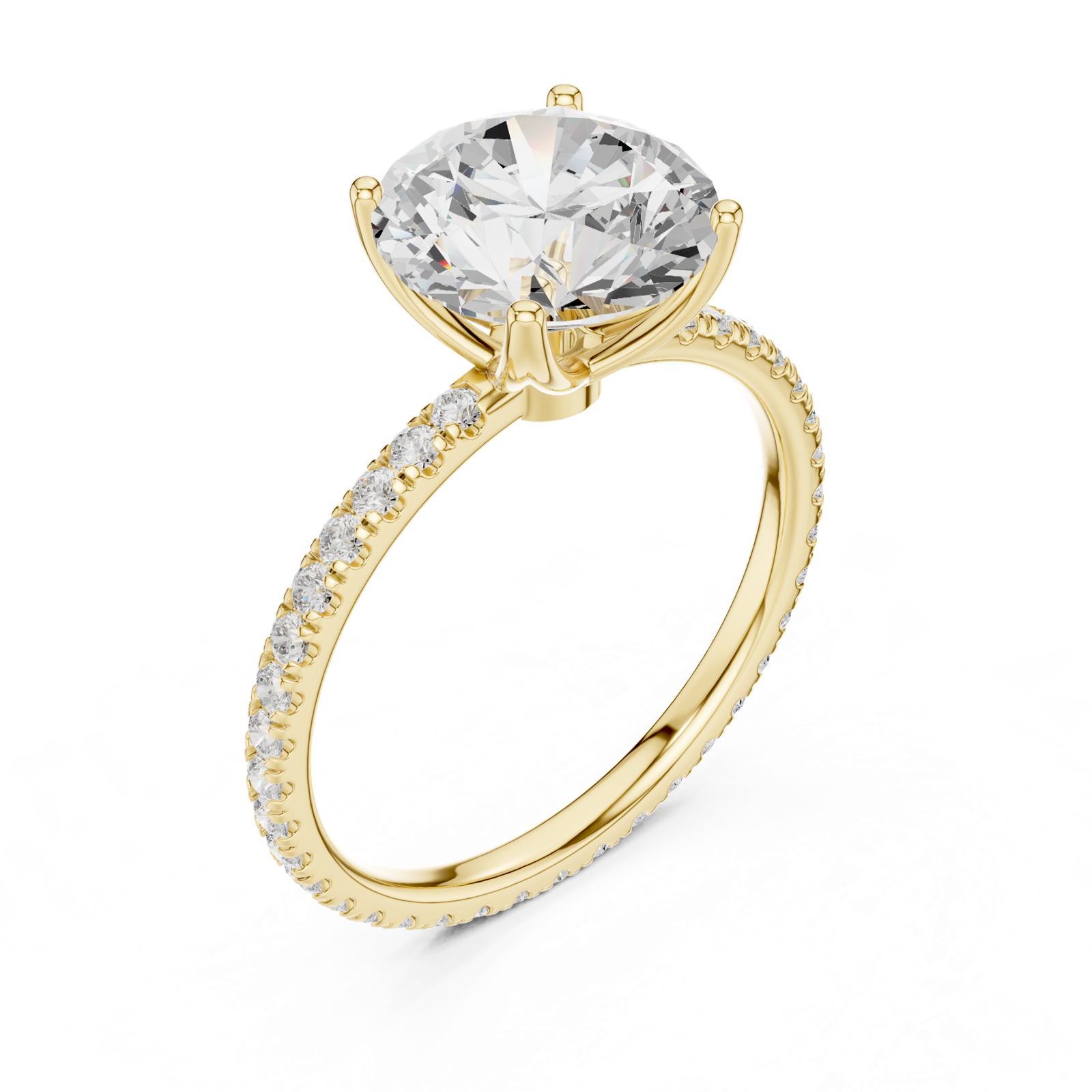 Gold Jewelry L36-16, Round center stone, Yellow Gold, view 2