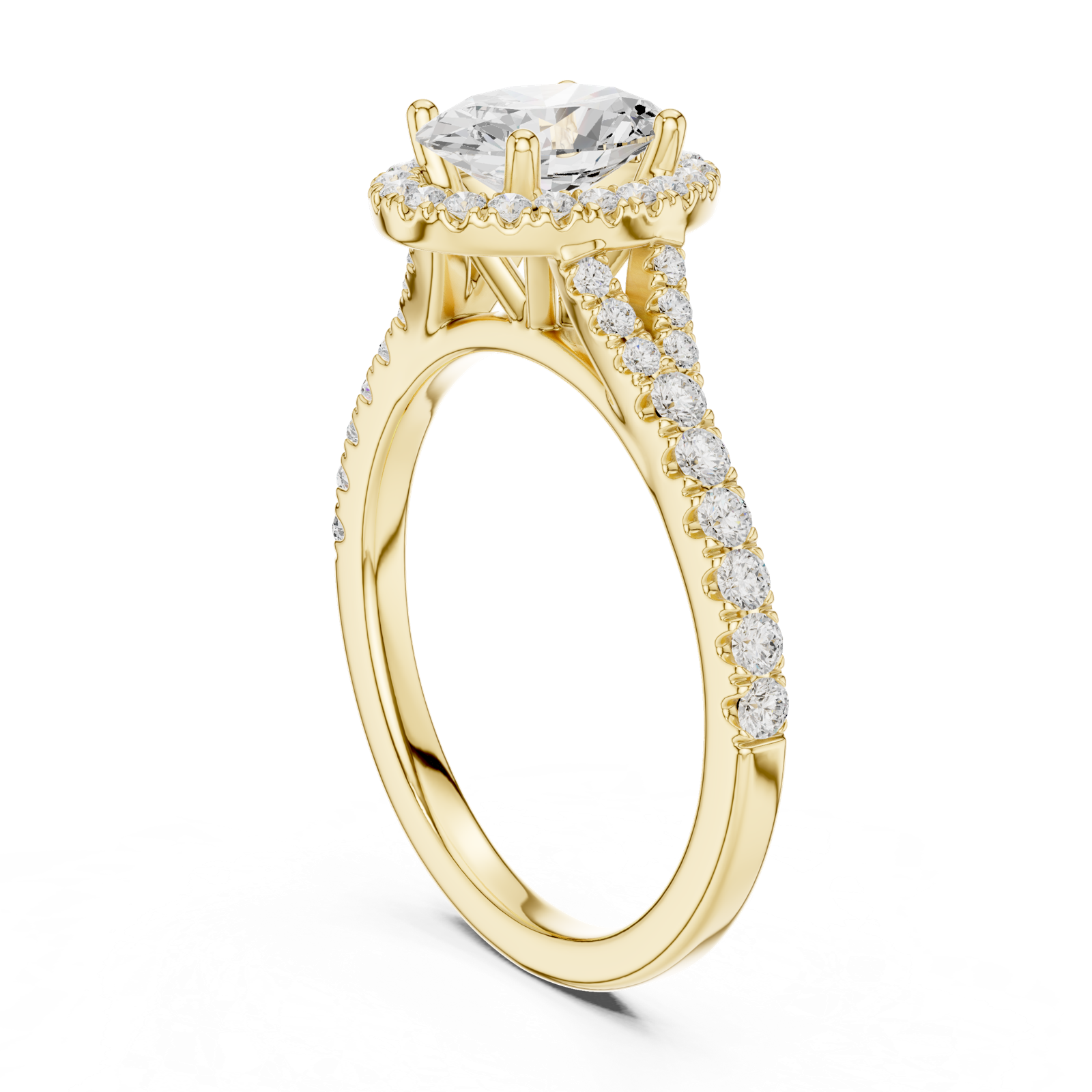 Gold Ring DDLR-043, Oval center stone, Yellow Gold, view 1