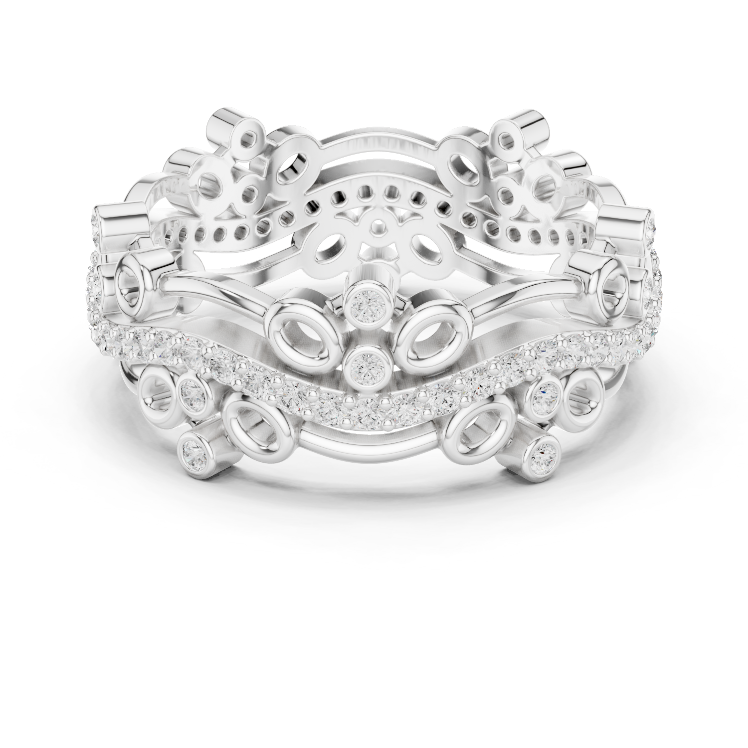 Gold Ring R44, White Gold