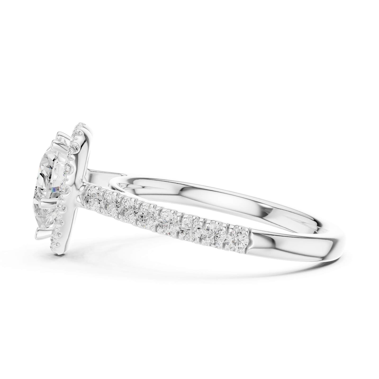 Gold Ring DDLR-118, Heart center stone, White Gold, view 3