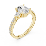 Gold Ring DDLR-037, Oval center stone, Yellow Gold, view 2