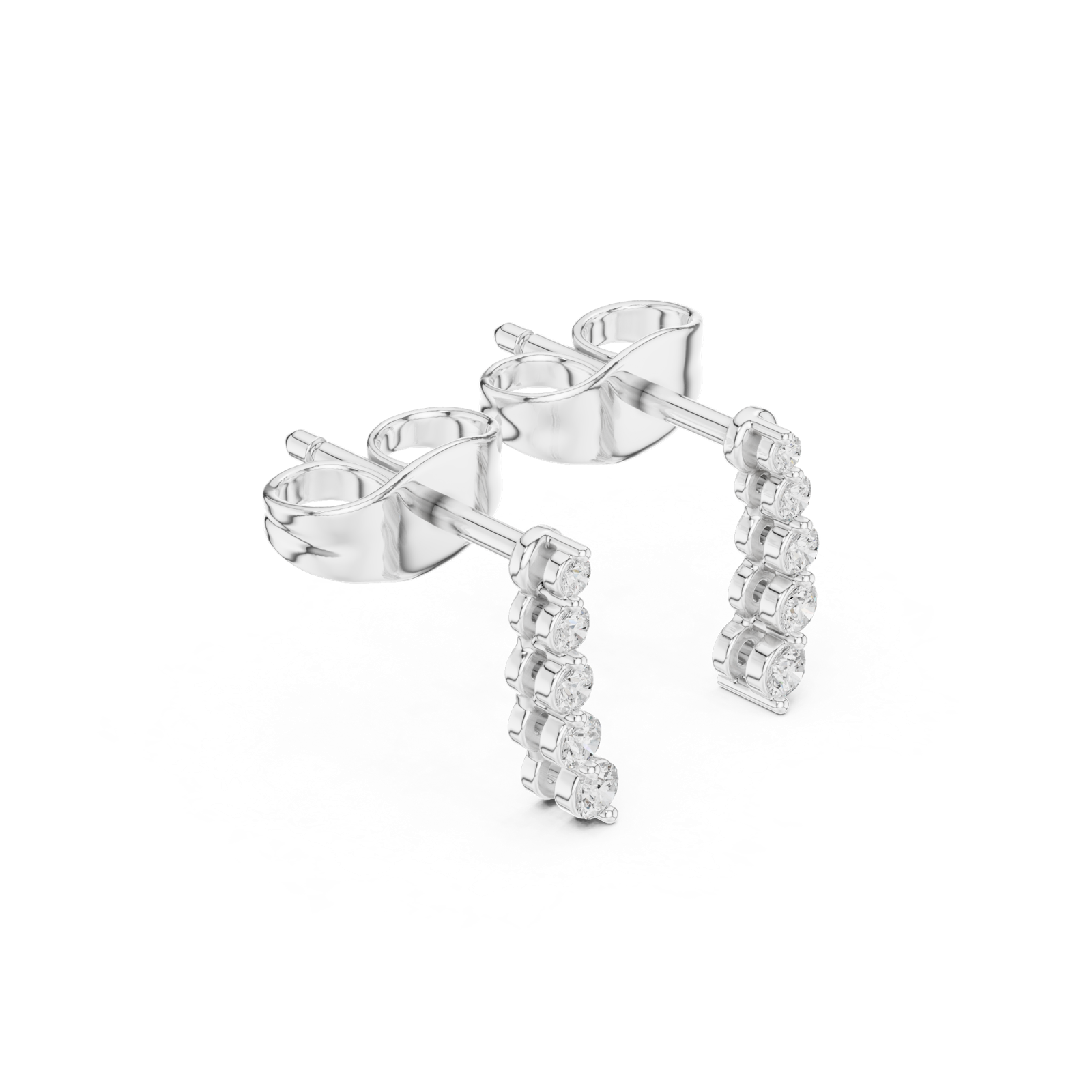 Gold Earrings SBER(32), White Gold, view 1