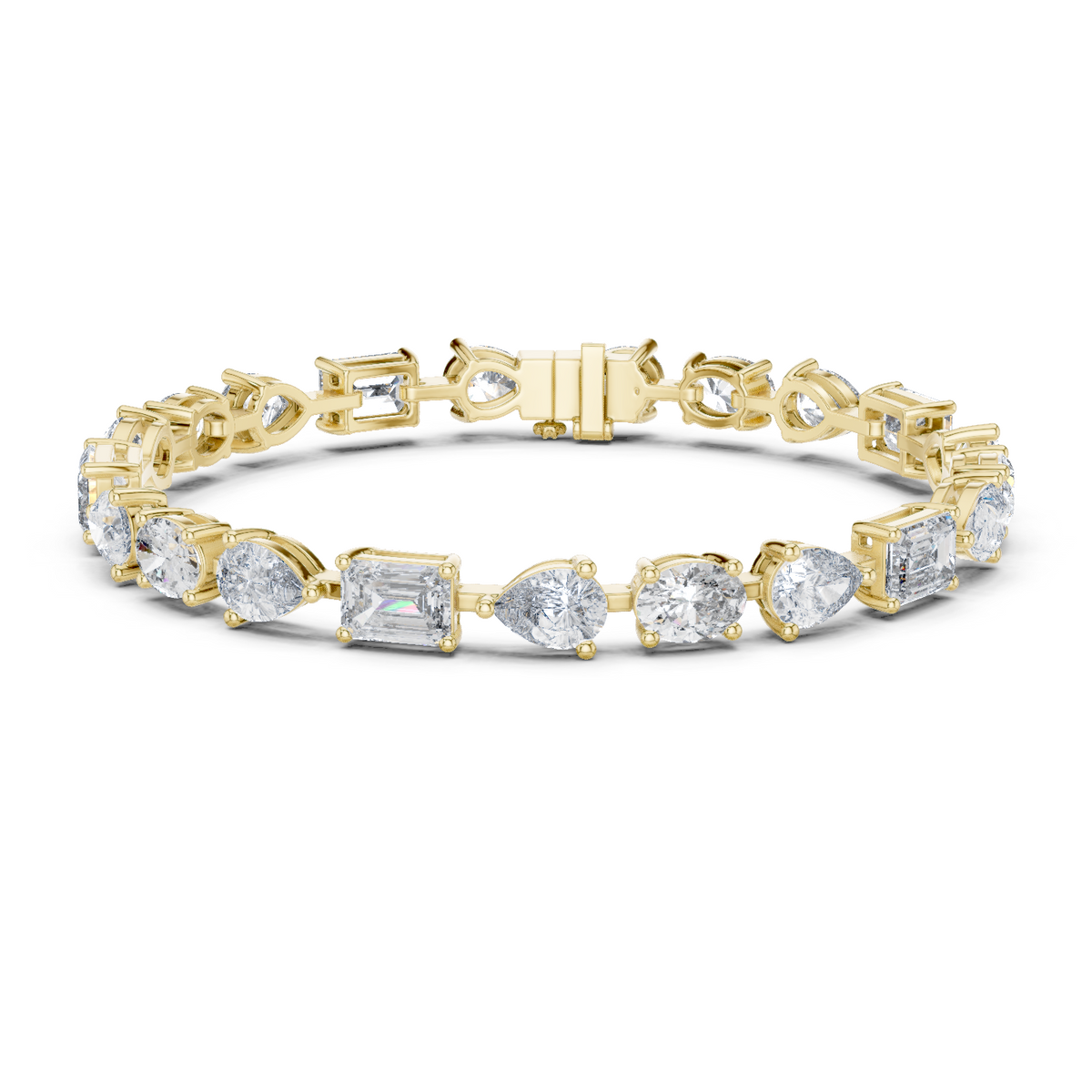 14K Solid Gold Lab Diamond Bracelet, Yellow Gold