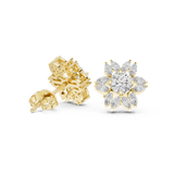 14K Solid Gold Lab Diamond Flower Cluster Earrings, Yellow Gold, view 1