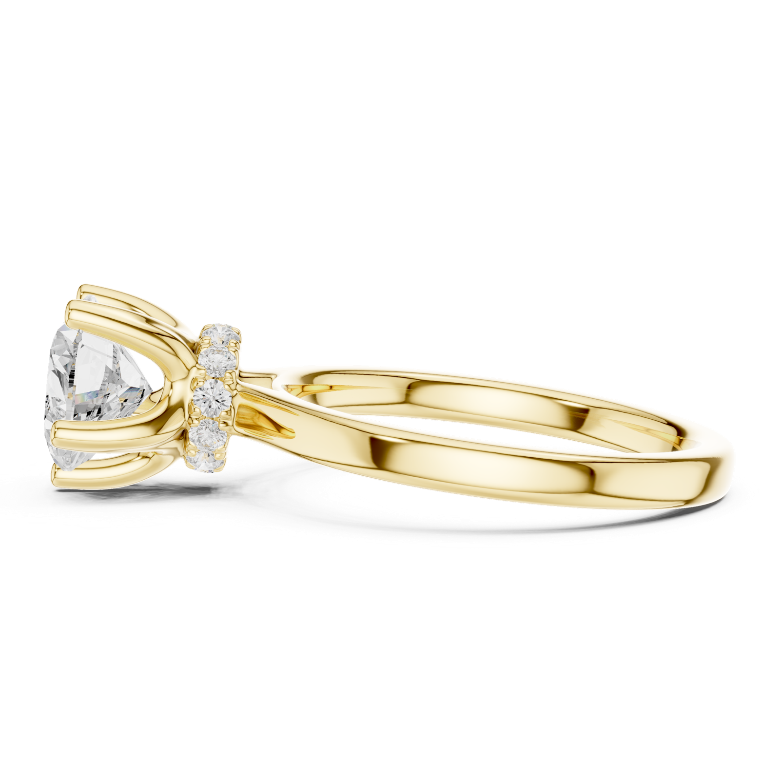 Gold Ring DDLR-176, Heart center stone, Yellow Gold, view 3