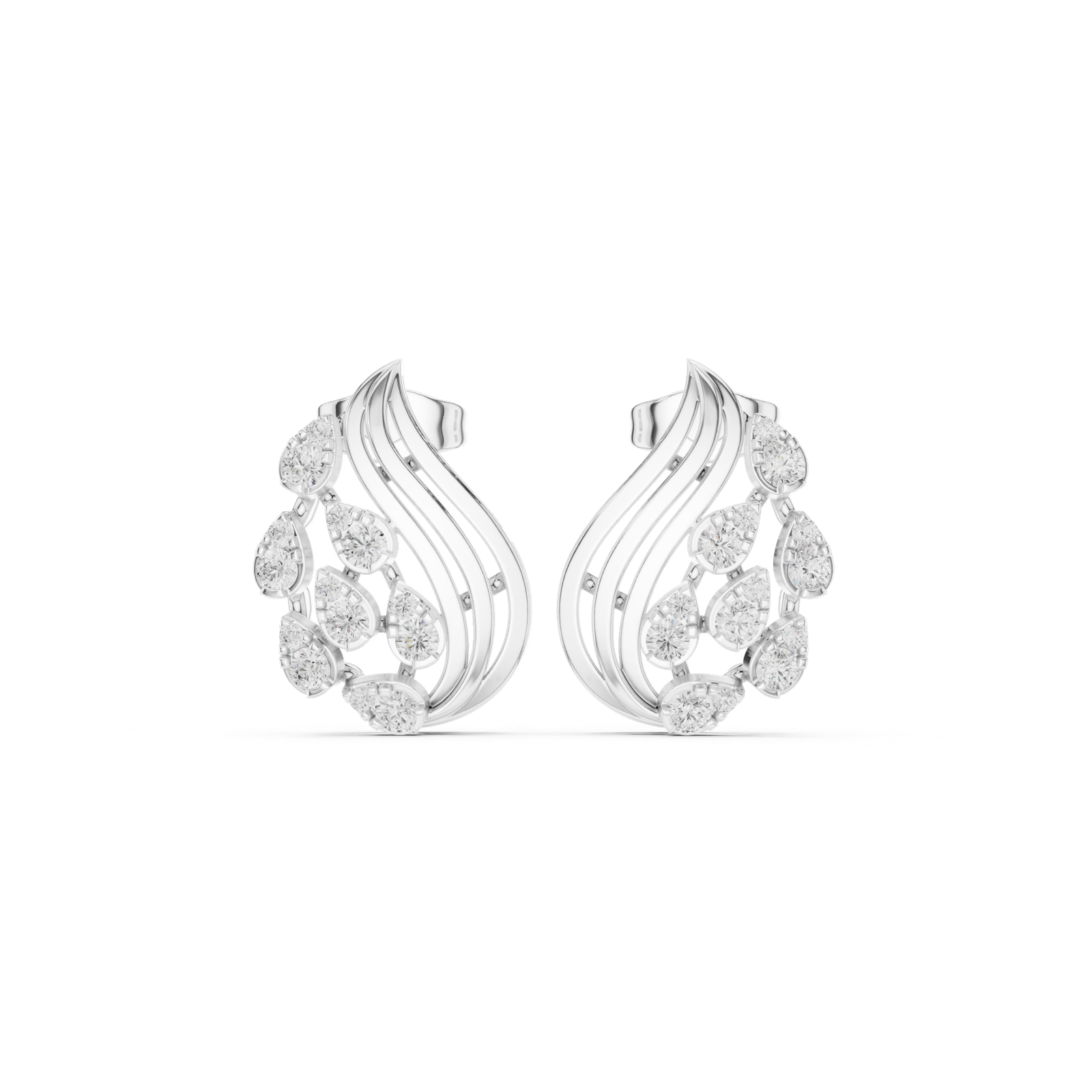 Gold Earrings 9-10013PE, White Gold
