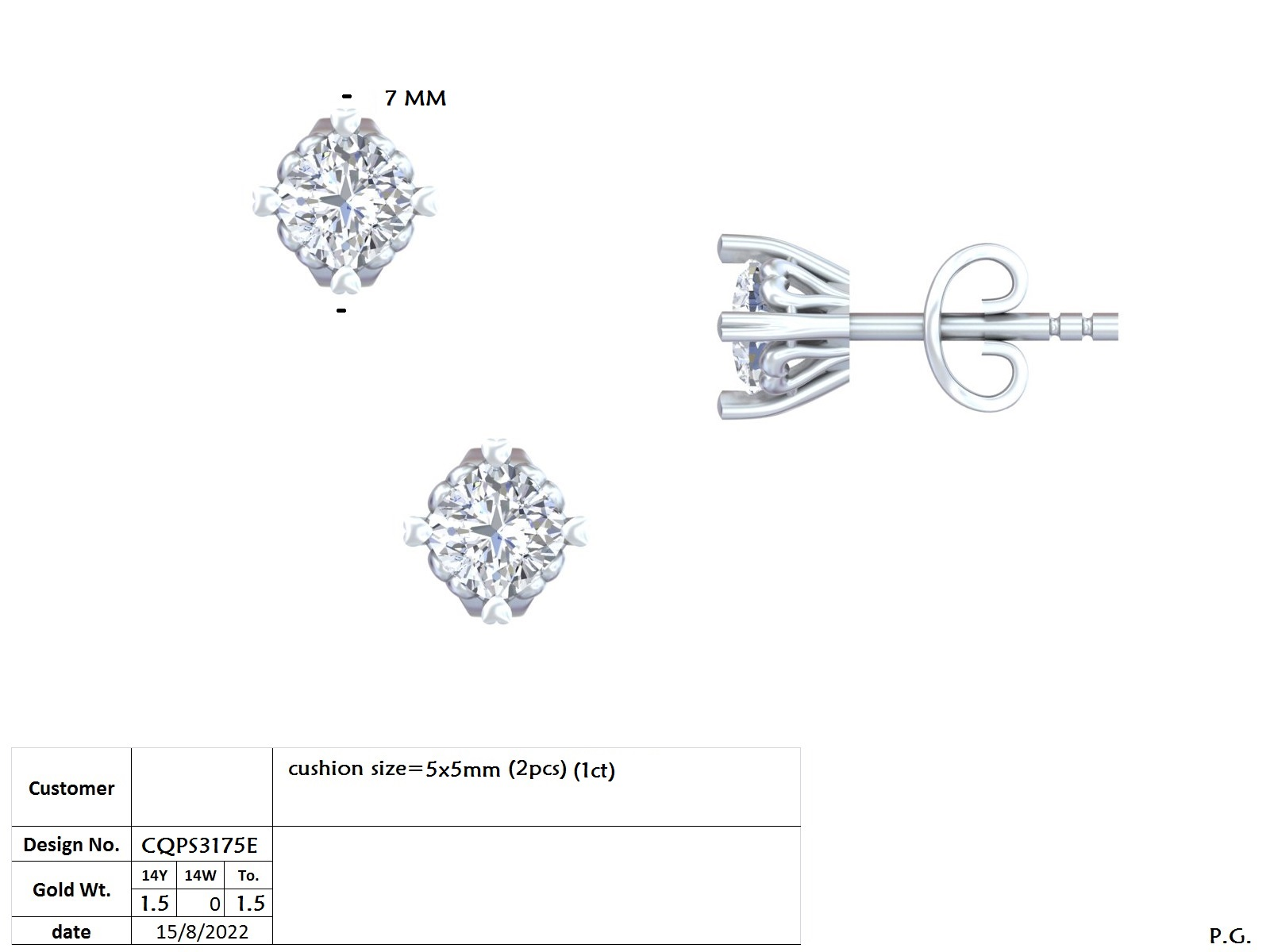 14K Solid Gold Lab Diamond Stud Earrings, Yellow Gold, view 50