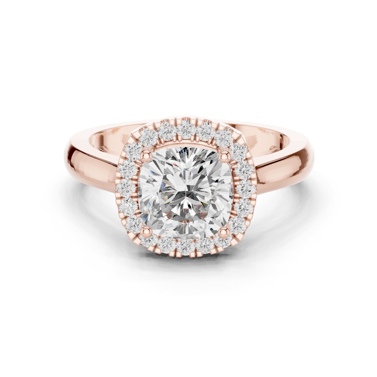 Gold Ring, Cushion center stone, Rose Gold
