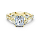 Gold Ring DDLR-257, Radiant center stone, Yellow Gold