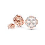 14K Solid Gold Lab Diamond Clover Cluster Earrings, Rose Gold, view 1