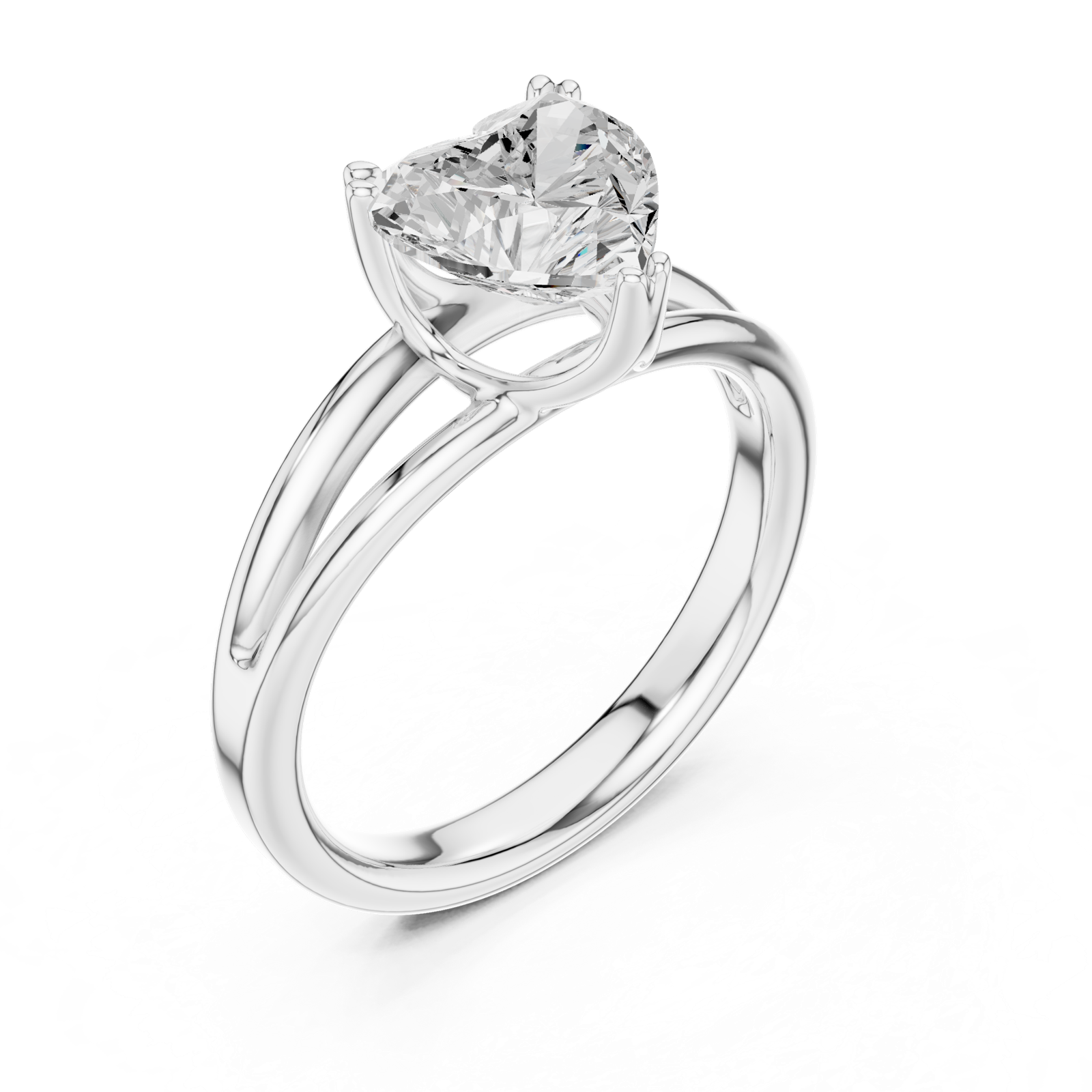 Gold Jewelry L36-7, Heart center stone, White Gold, view 2