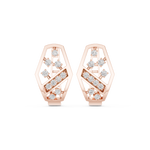 14K Solid Gold Lab Diamond Cluster Earrings, Rose Gold